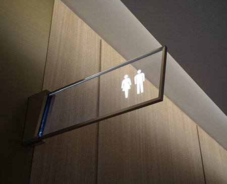 Glass printed bathroom signs in Tampa, FL
