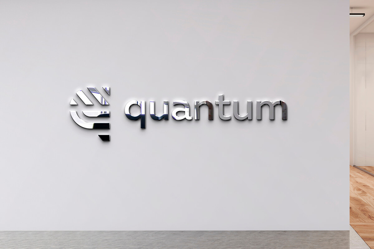 Metal office lobby signs with logo for Quantum in Tampa, FL