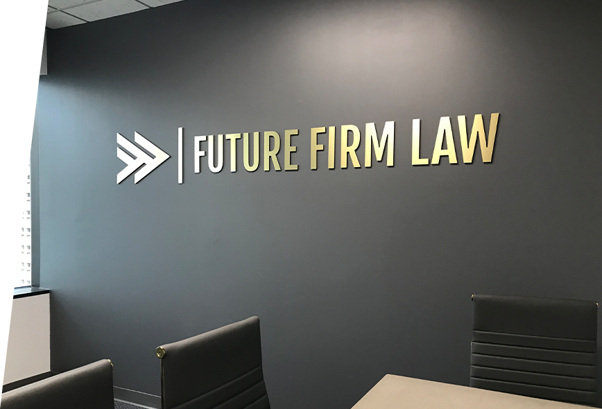 Custom sign for Future Firm Law installed by Amazing Signs in Tampa
