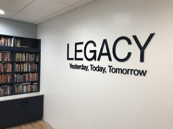 Custom letter sign of Legacy office